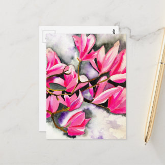 Wasserfarbenkunst der rosa Magnolie Postkarte