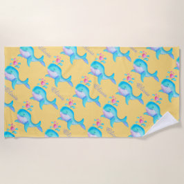 Wasserfarbenkunst des Sees, Muster und Sand genann Strandtuch