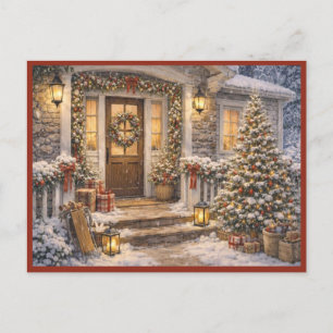 Wasserfarbenkunst für die Dezember-Feiertage auf d Postkarte
