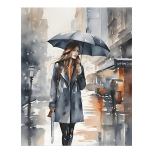 Wasserfarbenkunst in der Stadt Rainy Fotodruck