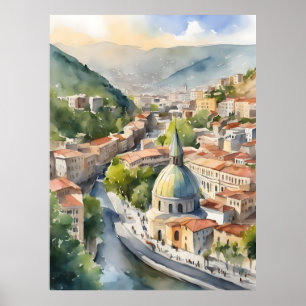 Wasserfarbenkunst Tiflis Poster
