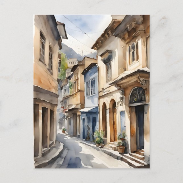 Wasserfarbenkunst Tiflis Postkarte (Vorderseite)