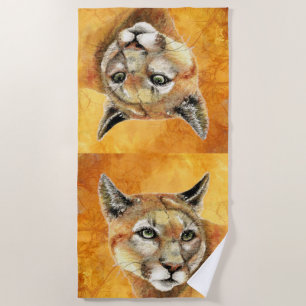 Wasserfarbenkupf, Puma, Löwenkatze Strandtuch