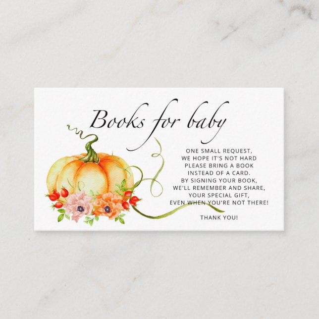 Wasserfarbenkürbbücher für Babytickets Begleitkarte (Vorderseite)