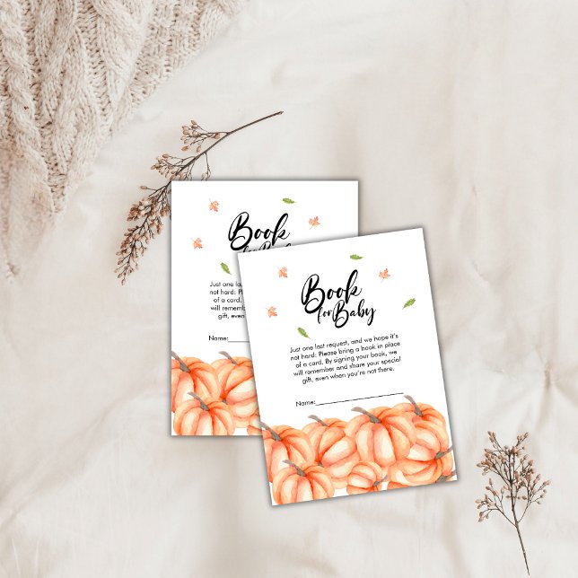 Wasserfarbenkürbbücher für kinderheiligen Fall Begleitkarte (Watercolor Pumpkin Books For Baby Halloween Fall Enclosure Card)