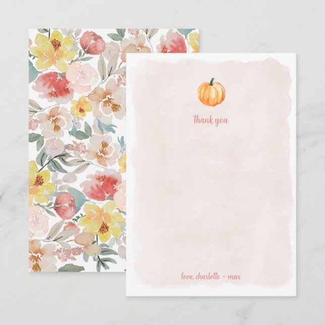 Wasserfarbenkürbis Babydusche Danke (Vorne/Hinten)