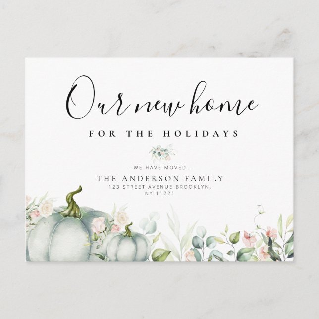 Wasserfarbenkürbis Blumenfest Postkarte (Vorderseite)