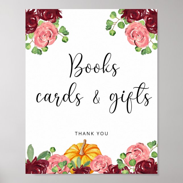 Wasserfarbenkürbis: Blumenkarten und Geschenke Poster (Vorne)