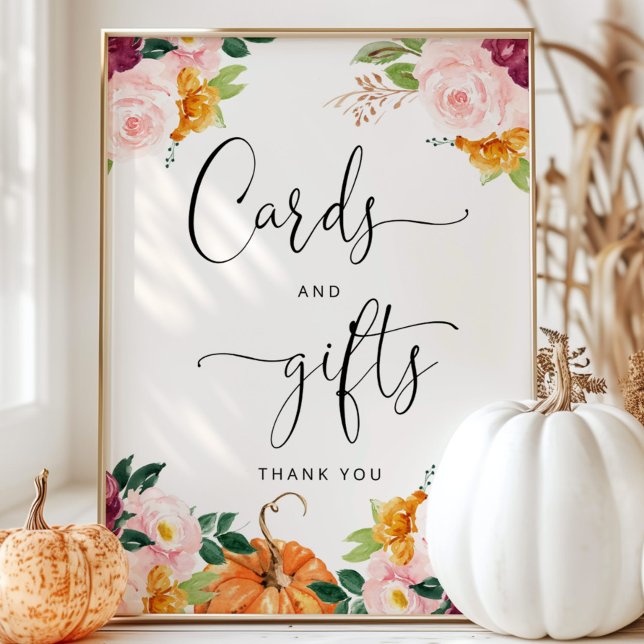 Wasserfarbenkürbis Blumenkarten und Geschenkschild Poster (Von Creator hochgeladen)