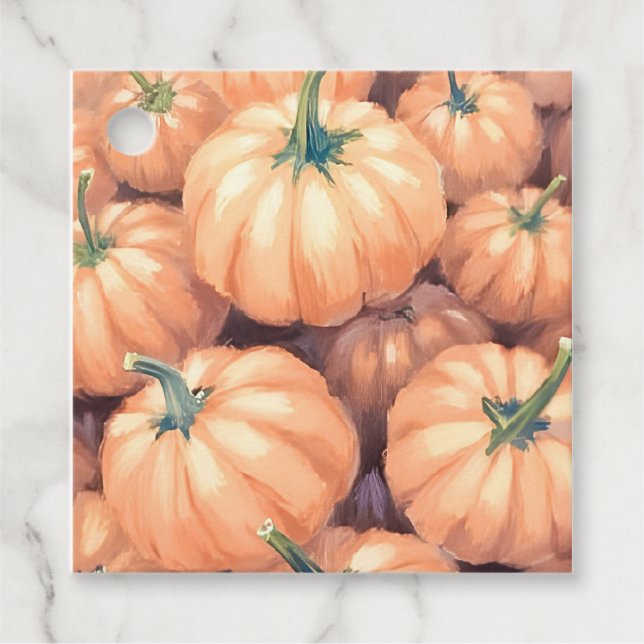 Wasserfarbenkürbis Erntedank Halloween Geschenkanhänger (Vorderseite)