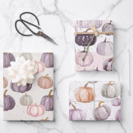 Wasserfarbenkürbis Fallmuster Geschenkpapier Set