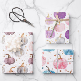 Wasserfarbenkürbis Fallmuster Geschenkpapier Set