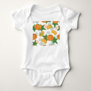 Wasserfarbenkürbis Gemüse: orange Nahtlos Baby Strampler