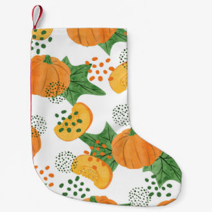 Wasserfarbenkürbis Gemüse: orange Nahtlos Kleiner Weihnachtsstrumpf