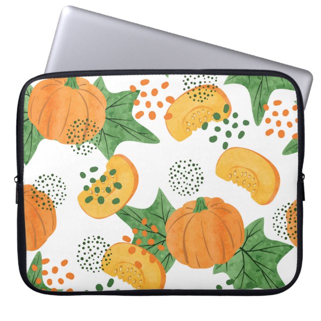Wasserfarbenkürbis Gemüse: orange Nahtlos Laptopschutzhülle (Vorderseite)