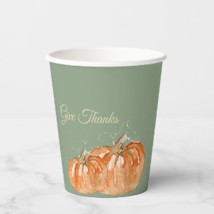 Wasserfarbenkürbis "Give Danke" (Personalizable) Pappbecher