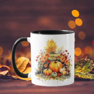 Wasserfarbenkürbis Herbst Florals Tasse