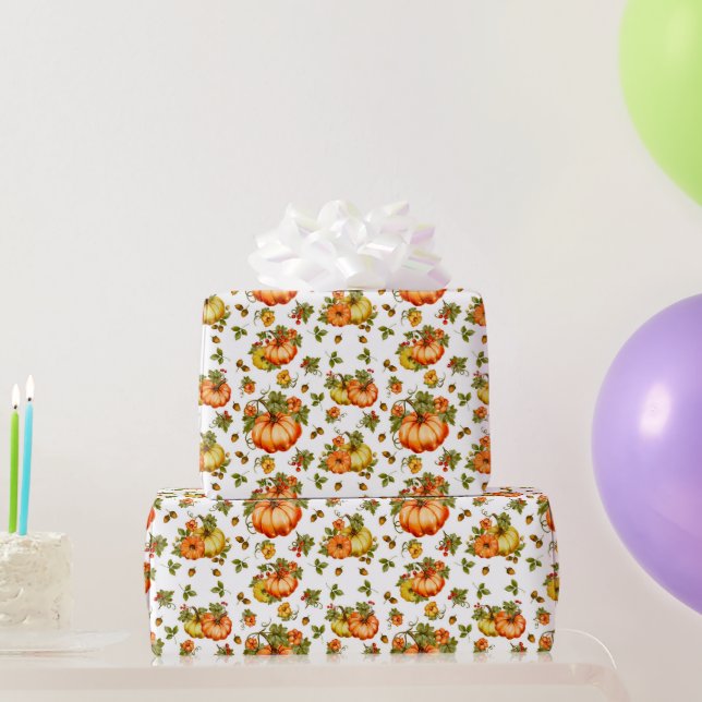 Wasserfarbenkürbis Herbstmuster Geschenkpapier (Partygeschenke)