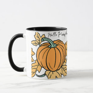 Wasserfarbenkürbis Kaffee und Herbstlaub Tasse