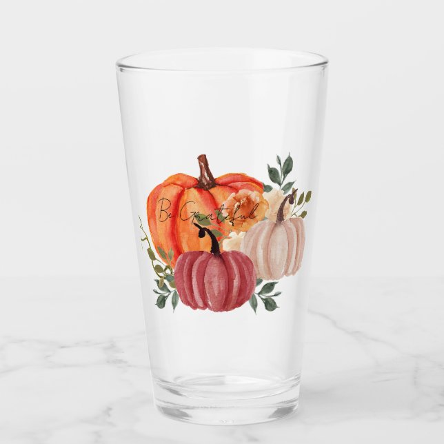 Wasserfarbenkürbis mit benutzerdefiniertem Text Glas (Vorderseite)