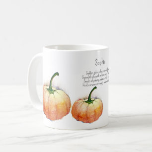 Wasserfarbenkürbis mit Gedicht Kaffeetasse