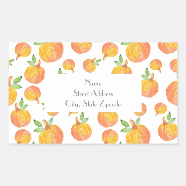 'Wasserfarbenkürbis-Muster 3' Rechteckiger Aufkleber (Vorderseite)