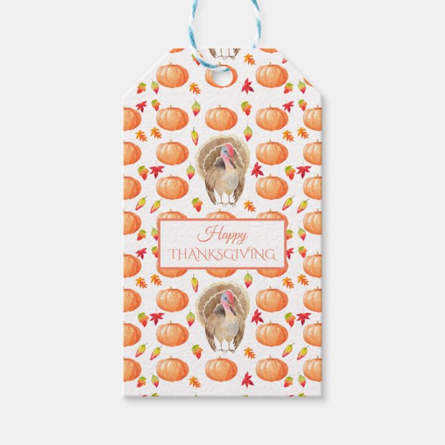 Wasserfarbenkürbis Türkei Pattern Erntedank Geschenkanhänger (Vorderseite)