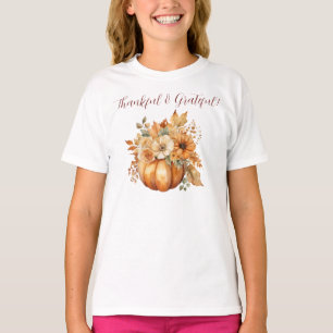 Wasserfarbenkürbis und Blume Dankbar und dankbar T-Shirt