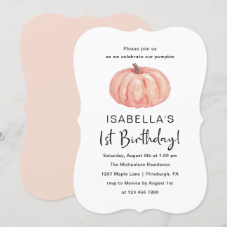 Wasserfarbenkürbis zum 1. Geburtstag des Party Einladung