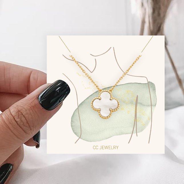 Wasserfarbenlady Jewely Necklace Display Quadratische Visitenkarte (Von Creator hochgeladen)