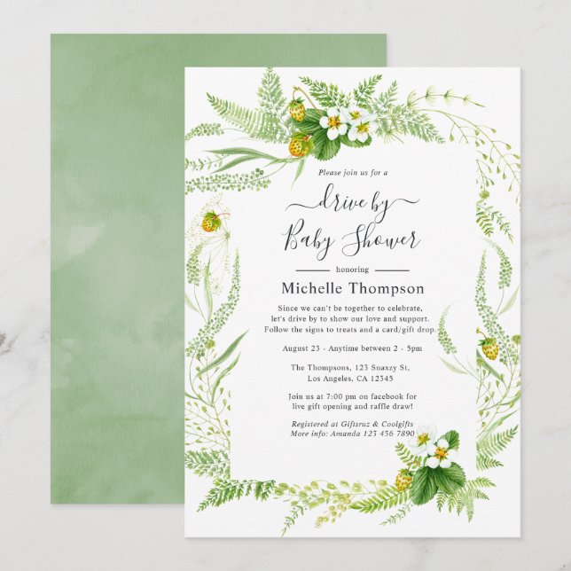 Wasserfarbenland Rustikale Vegetation durch Dusche Einladung (Vorne/Hinten)