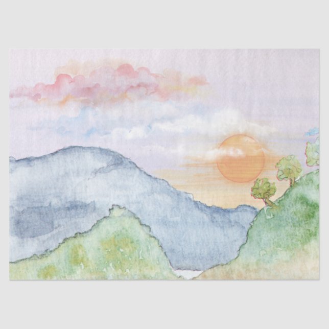 Wasserfarbenlandschaft 17X23 Dekoupage Tissue Seidenpapier (Vorderseite)