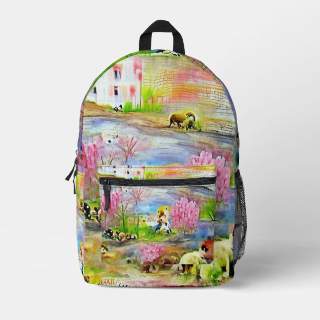 Wasserfarbenlandschaft Bedruckter Rucksack (Vorderseite)