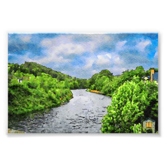 Wasserfarbenlandschaft eines Flusses im Landkreis Fotodruck