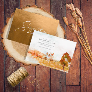 Wasserfarbenlandschaft Hochzeit Herbst Gold ID786 Save The Date