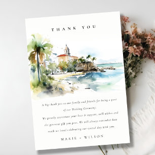 Wasserfarbenlandschaft Hochzeit in San Juan Puerto Dankeskarte