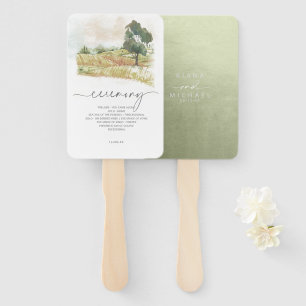 Wasserfarbenlandschaft Hochzeitsnacht Grün ID786 Fächer