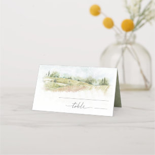 Wasserfarbenlandschaft Hochzeitsnacht Grün ID786 Platzkarte