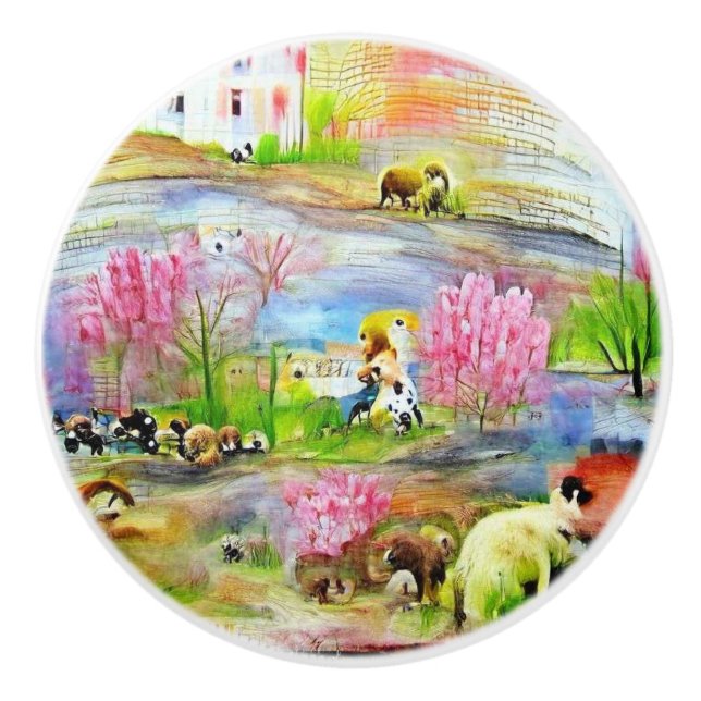 Wasserfarbenlandschaft Keramikknauf (Vorderseite)