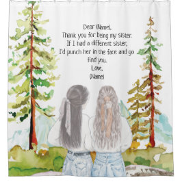 Wasserfarbenlandschaft mit 2 Girls-Mahnkreuzen Duschvorhang