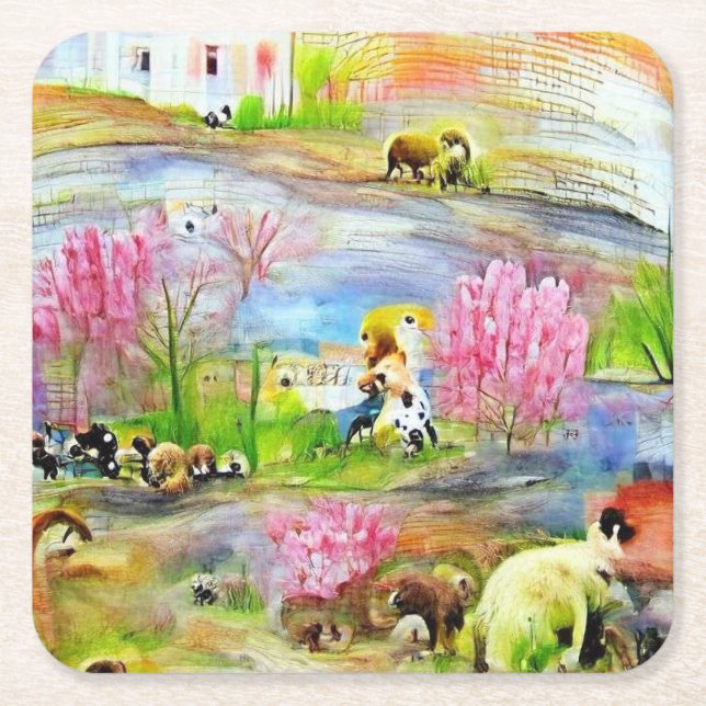 Wasserfarbenlandschaft Rechteckiger Pappuntersetzer (Vorderseite)