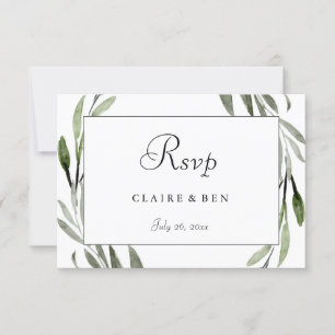 Wasserfarbenleaf Wreath Border Wedding RSVP Karte
