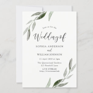 Wasserfarbenleder Hochzeit inkl. Live-Stream-Optio Einladung