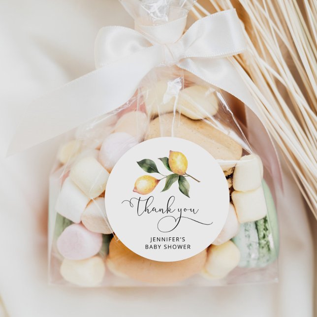 Wasserfarbenlemon Babydusche bevorzugt Runder Aufkleber (Von Creator hochgeladen)