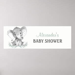 Wasserfarbenlephant Babyduschbanner Poster