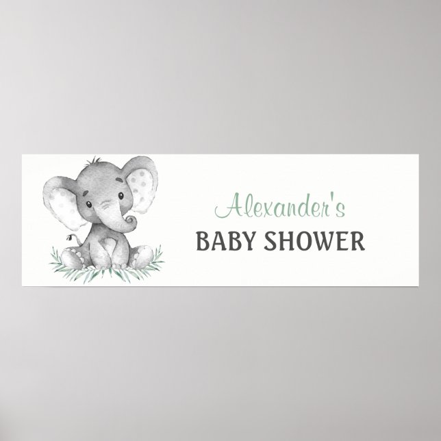 Wasserfarbenlephant Babyduschbanner Poster (Vorne)