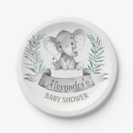 Wasserfarbenlephant Babydusche Pappteller