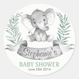 Wasserfarbenlephant Babydusche Runder Aufkleber