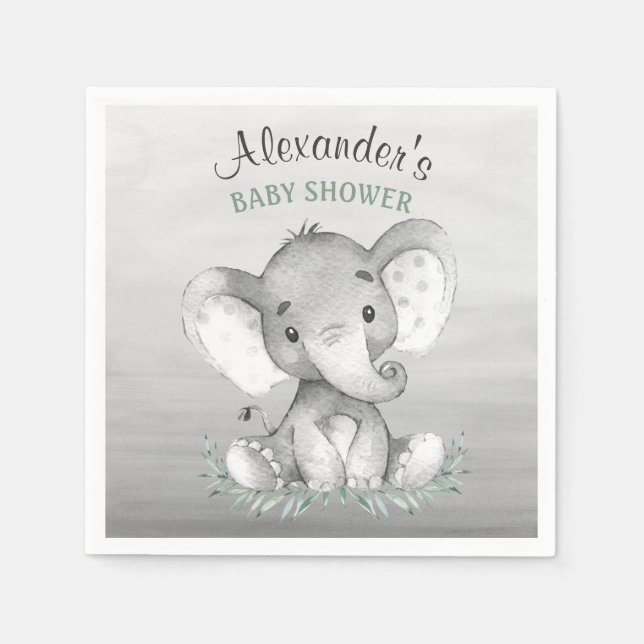 Wasserfarbenlephant Babydusche Serviette (Vorderseite)