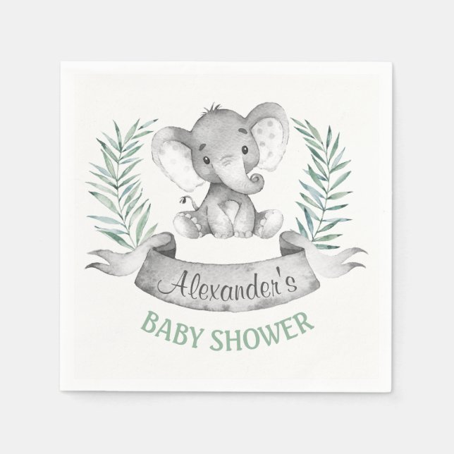 Wasserfarbenlephant Babydusche Serviette (Vorderseite)